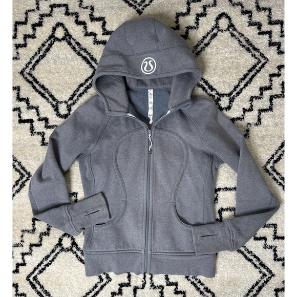 lululemon athletica Tops - Lululemon Gray Sparkle Scuba Hoodie Full Zip Size 8